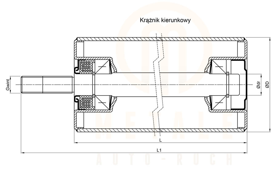 Krążnik kierunkowy Krążnik kierunkowy do przenośnika taśmowego – rysunek techniczny